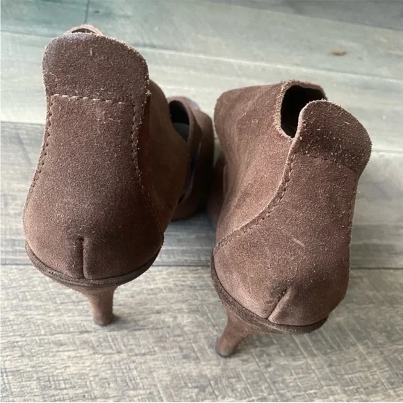Pedro Garcia Brown Suede Leather High Heel Open Toe Booties Size 41.5